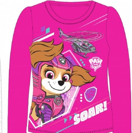 Paw Patrol Skye Kids Lang T-shirt Roze Wit - 128 cm - Skye Kindermode Shirts