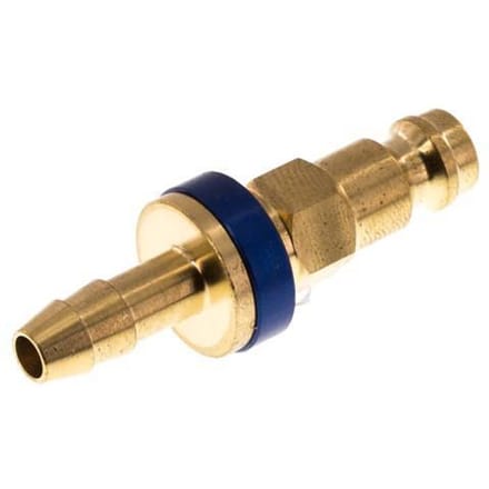 Messing DN 5 Blauw-Coded Luchtkoppeling Insteeknippel 6 mm Slangpilaar