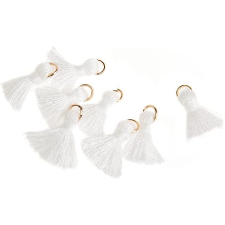 Kwastje met oogje, 8 stuks, 15 mm - Wit