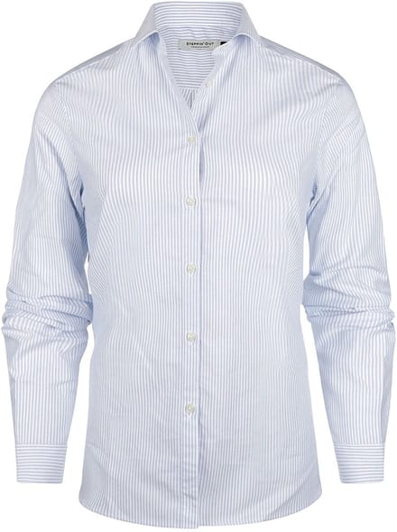 Steppin' Out Blouse Bibi Oxford Streep Dames Lichtblauw - Maat XS - Heren