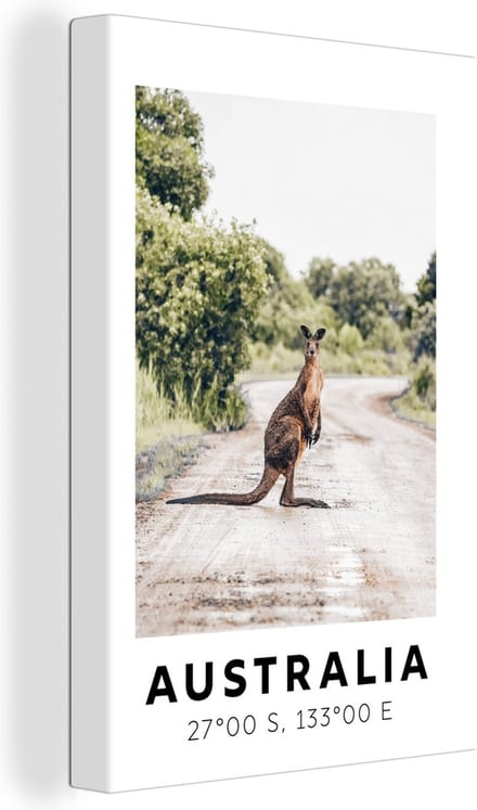 Canvas Schilderij Australië - Kangoeroe - Natuur - 40x60 cm - Wanddecoratie