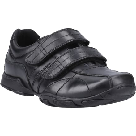 Hush Puppies Vance Leer Jongens Zwarte Loafers
