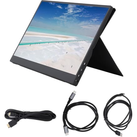 Draagbare Monitor 15,6 Inch USB Computer Gaming Display Laptop Scherm Extender met PU Leer Cover