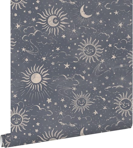 ESTAhome behang sterrenhemel blauw - 50 x 900 cm - 132078