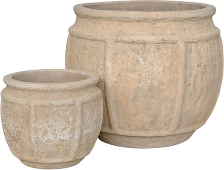 PTMD Kendra Natural Terracotta Pot With Bars Round SV2