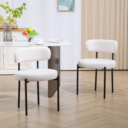 MODFU - Eetkamerstoelen Set Van 2 - Gestoffeerd - Modern - Voor Eethoek - Polyester - Crèmewit