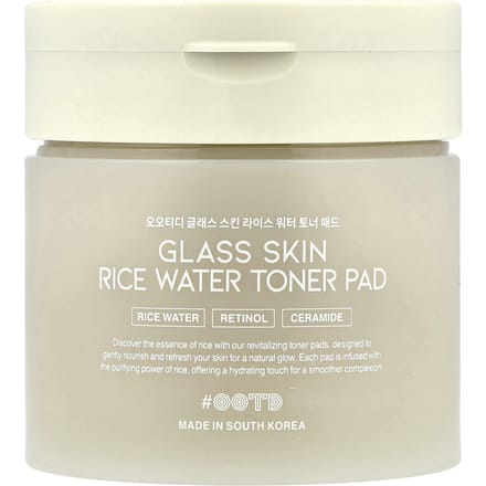 OOTD, Glass Skin Rijstwater Toner Pads, 70 Stuks beige