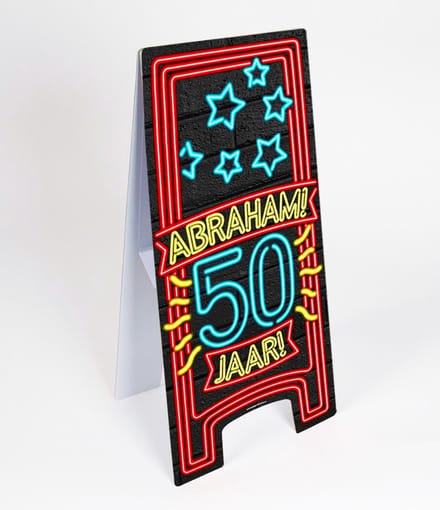 Abraham Warning Sign 50 jaar Neon 62,5cm