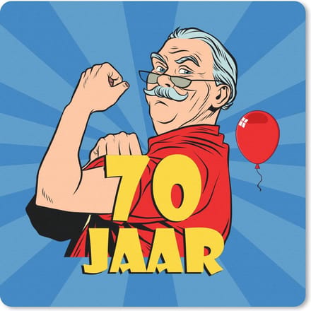 Muismat 20x20 cm - Mousepad Man - 70 Jaar verjaardag - Blauw - Muismatten
