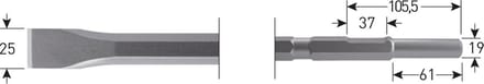 6-kant Plattebeitel 25x380mm 6-kant ø21,0 / ø19x66 - 2154011