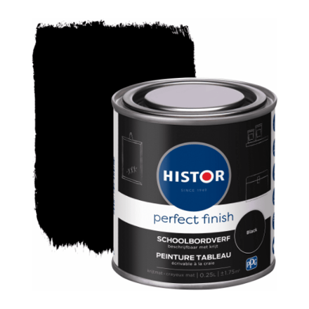 Histor Perfect Finish Schoolbordverf - Perfecte Dekking - Camouflerend - Mat Effect - 0.25L - Zwart