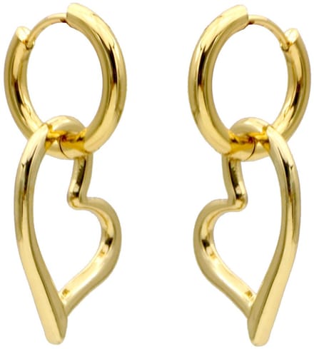 Oorbellen - RVS - hart - 3,5x1,2 cm