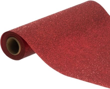 Chaks Tafelloper op rol - rode glitter - 30 x 500 cm - polyester