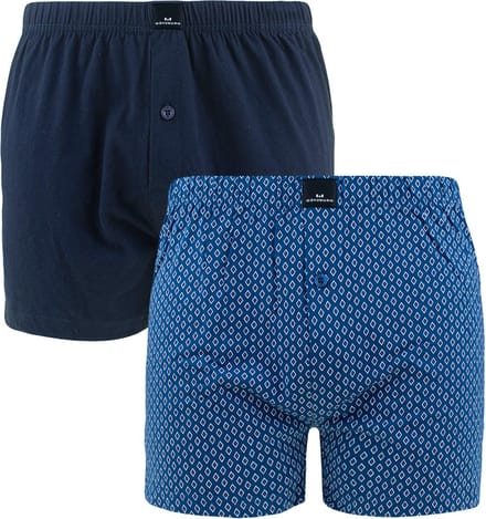 Götzburg heren 2P wijde boxershorts basic print blauw