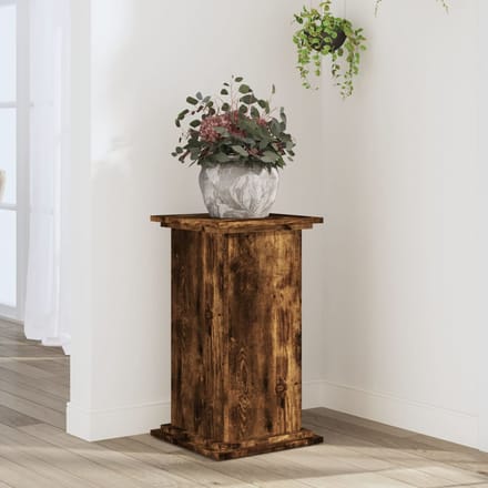 vidaXL - Plantenstandaard - 33x33x60 - cm - bewerkt - hout - gerookt - eikenkleurig