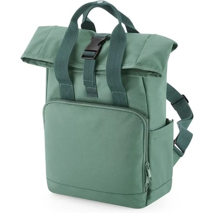 Recycled Mini Twin Handle Roll-Top Backpack BagBase Junior - 9 Liter Sage Green