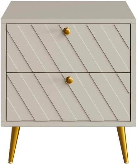 Vente-unique Nachtkastje met 2 lades - Beige - TEODA