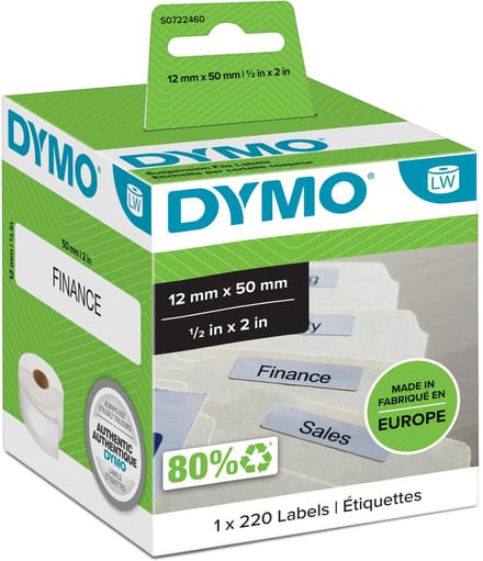 Etikettenrol Dymo 99017 50 x 12 mm LabelWriter™ Wit (6 Stuks)