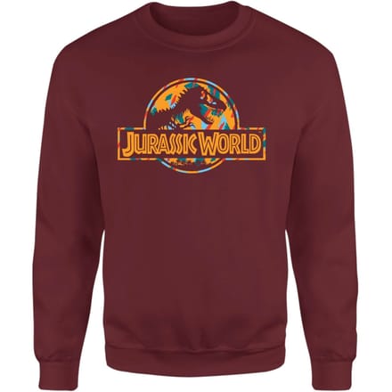 Jurassic Park Logo Tropical Sweatshirt - Burgundy - S