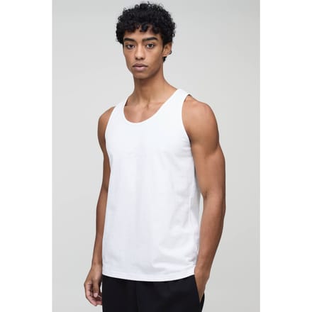 Regular Fit BM Signature Embroidered Essential Vest | White | Size Medium