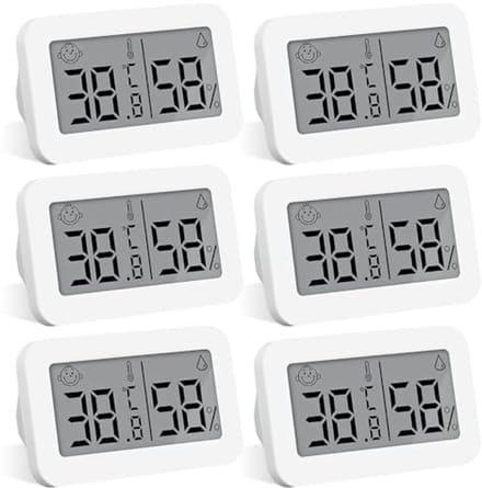 Mini-thermometer en hygrometer set van 6 voor binnen en buiten gebruik