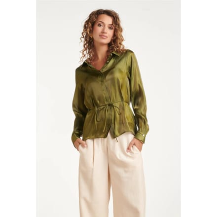 Smashed Lemon Getailleerde blouse met glanseffect |