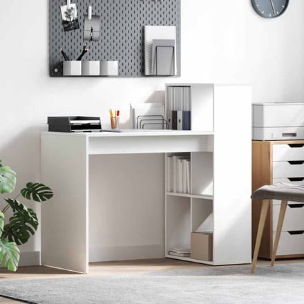 vidaXL - Bureau - Wit - Bewerkt - hout - 108 - x - 55 - x - 103.5 - cm
