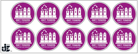 Inkt toners afval sticker | 5 cm - 10 stuks per vel