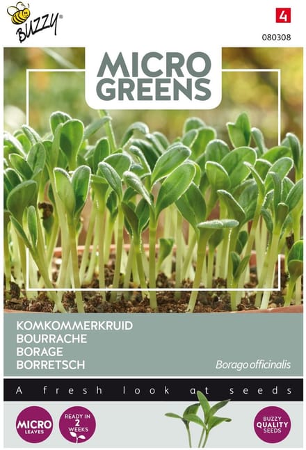 Buzzy® Microgreens, Borage (komkommerkruid)