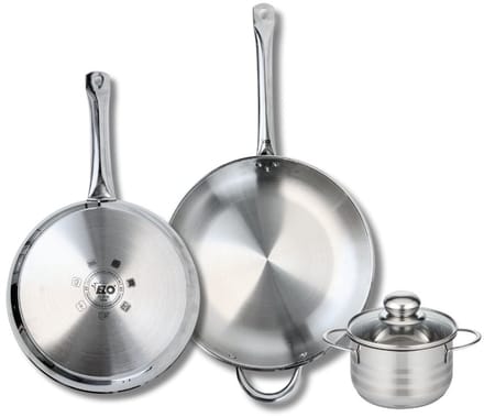 Set van 2 Koekenpannen 28 en 32 cm en 1 braadpan 14 cm Elo Profi Brillant