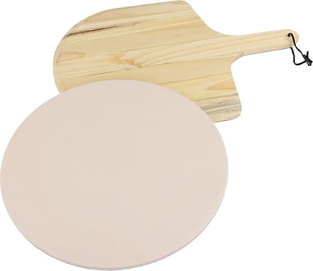 MaxxHome Pizzasteen - BBQ steen - Maximum te verhitten tot 600 graden - ⌀33 - Incl. Houten Schep