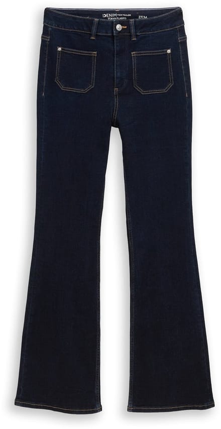 Tom Tailor Denim - TTAVA FLARED-jeans met opgezette zakken - Maat 29/34 - Rinsed Blue Denim