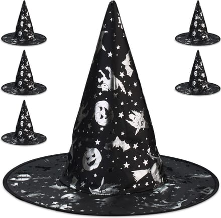 heksenhoed set van 6 - dames - heren - accessoire Halloween - carnaval - zwart