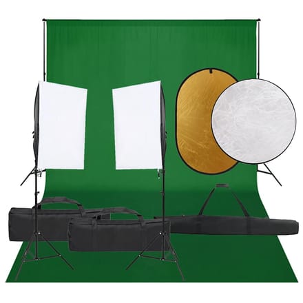 vidaXL - Fotostudioset - met - verlichtingsset, - achtergrond - en - reflector
