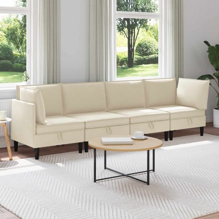 vidaXL - Woonkamer - Meubelset - 4 - st - Crèmekleurig - Stof