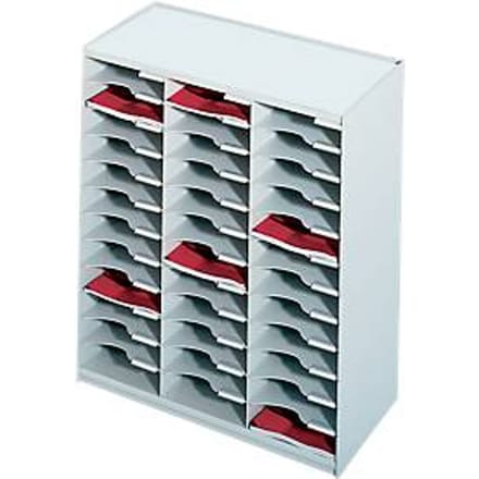PAPERFLOW sorteerstation, A4, polystyreen, 36 vakken, B 674 x D 304 x H 791 mm, lichtgrijs