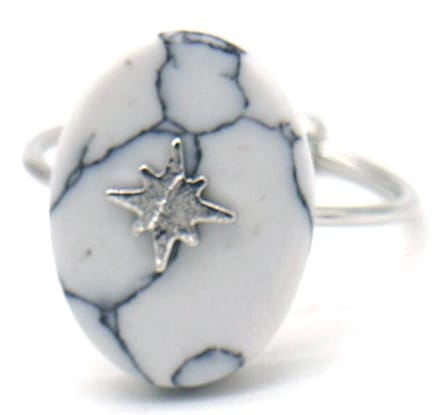 Ring Marmer en Poolster - Metaal - One Size - Zilverkleurig