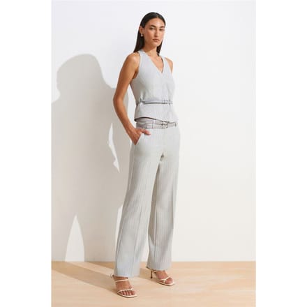 Gestreepte Rechte Broek met Ceintuur