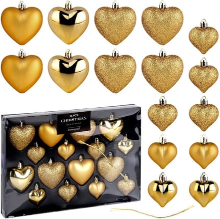 Vilde Kerstbal Plastic - 16 Stuks - Goud