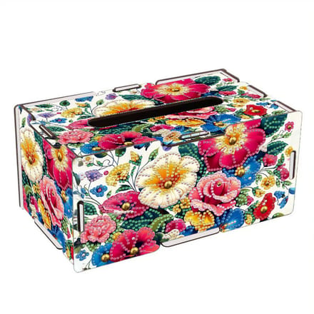 Tissuebox - 42 - Tissuedoos - Bloemen - diamond painting - compleet pakket - Diamond painting by Wietske
