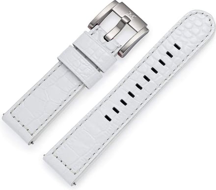Kalfslederen Horlogebandje met Alligator Structuur Wit 22mm