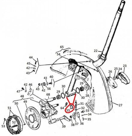 Joint axe basculeur roue avant RMS pour scooter Piaggio 125 Vespa Pk 1982 à 1989