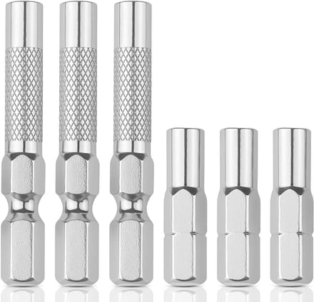 Bit Adapter Set - Schroefbit Houder - Precisie Werk - Magnetische Bevestiging - 3 Stuks - Zilver