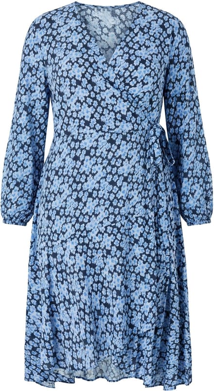 Studio Untold - Dames - Maxi-jurk met wikkellook A-lijn all-over print - Duifblauw - Maat 42+
