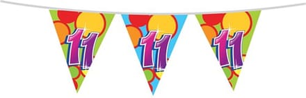 Haza Vlaggetjes - 11 jaar - leeftijd verjaardag - plastic - 10 meter - feestartikelen - versiering