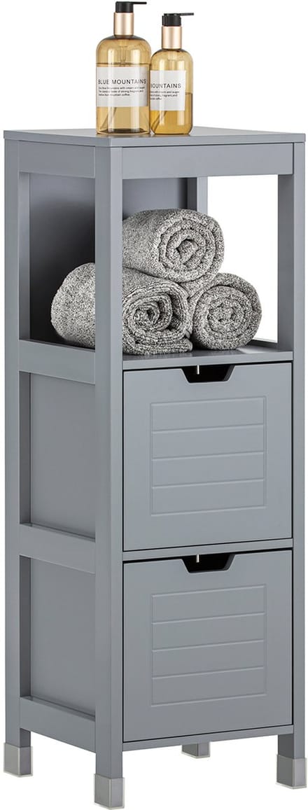 SoBuy FRG127-SG Badkamermeubel - Grijs Houtcomposiet met 2 Laden