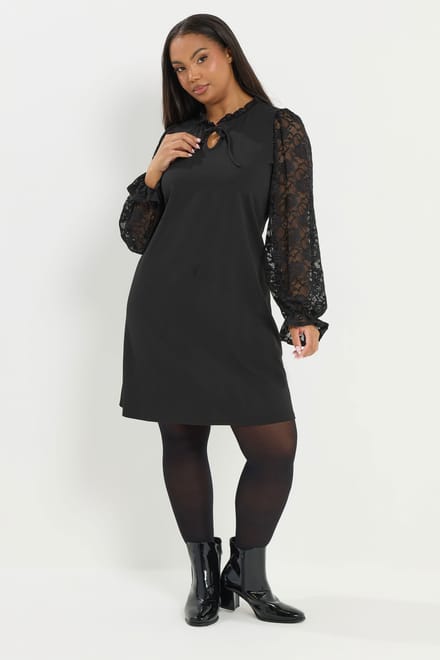 Yours Zwarte Kanten Minijurk Size 50-52