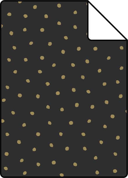 Proefstaal ESTAhome behang stippen zwart en goud - 26.5 x 21 cm - 139122-S