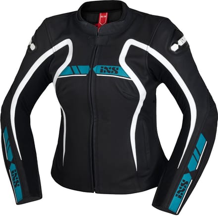 IXS RS-600 1.0 Dames Zwart Cyaan Leren Motorjas - Jas