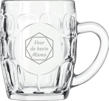 Gegraveerde Bierpul 55cl voor de beste Mama in hexagon